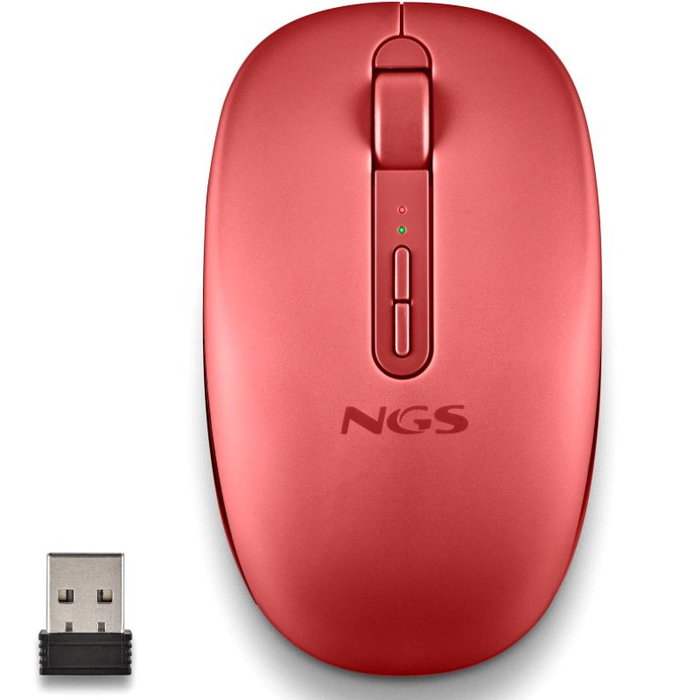 NGS Fog Dual Ratón Ergonómico Inalámbrico Rojo